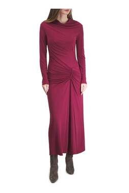 Simkhai Ferrera Draped Jersey Midi Dress in Cranberry 4